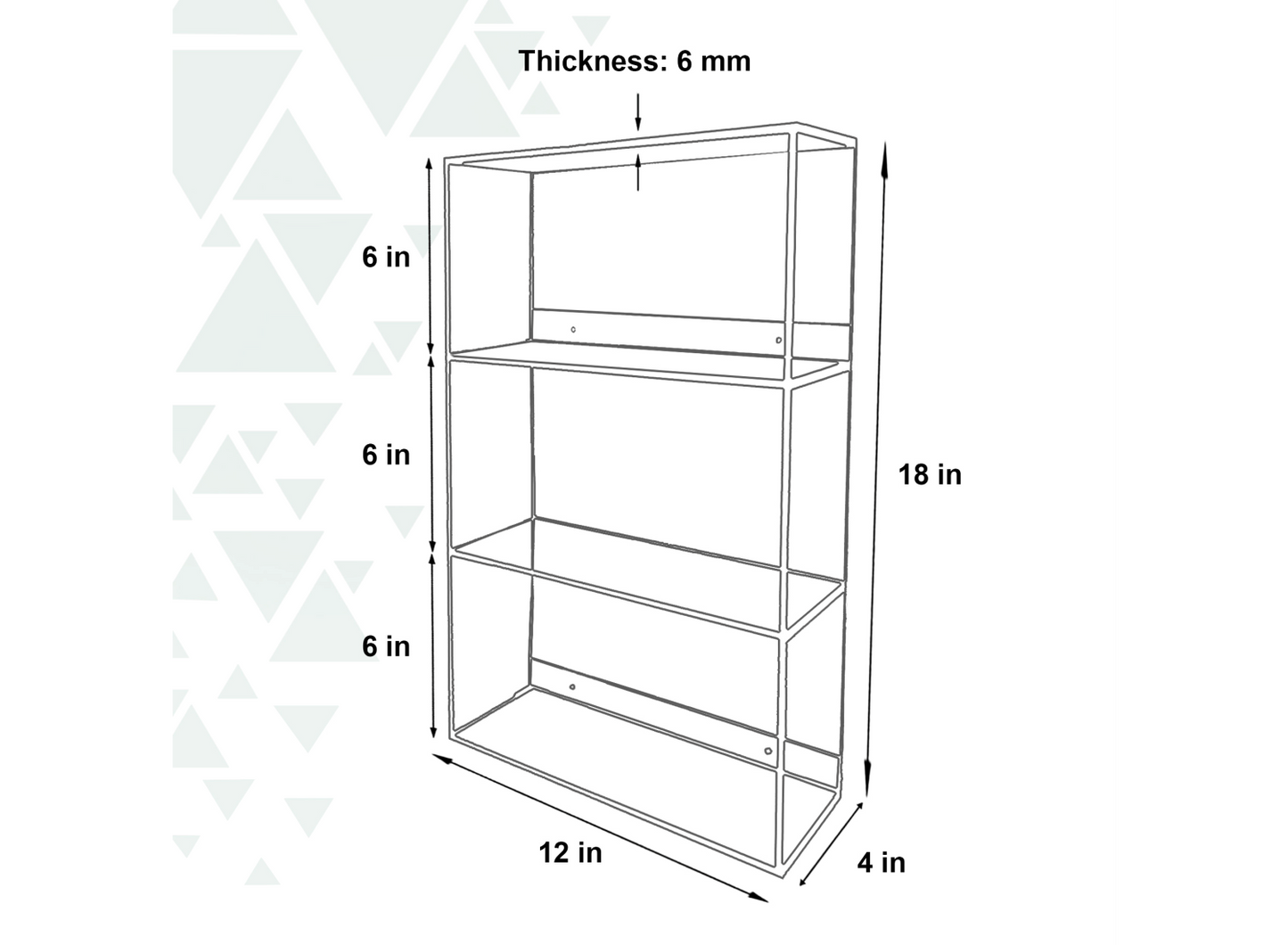 3110 Acrylic Shelf (18.0in (H) x 12.0in (L) x 4.0in (D) x 6.0mm)