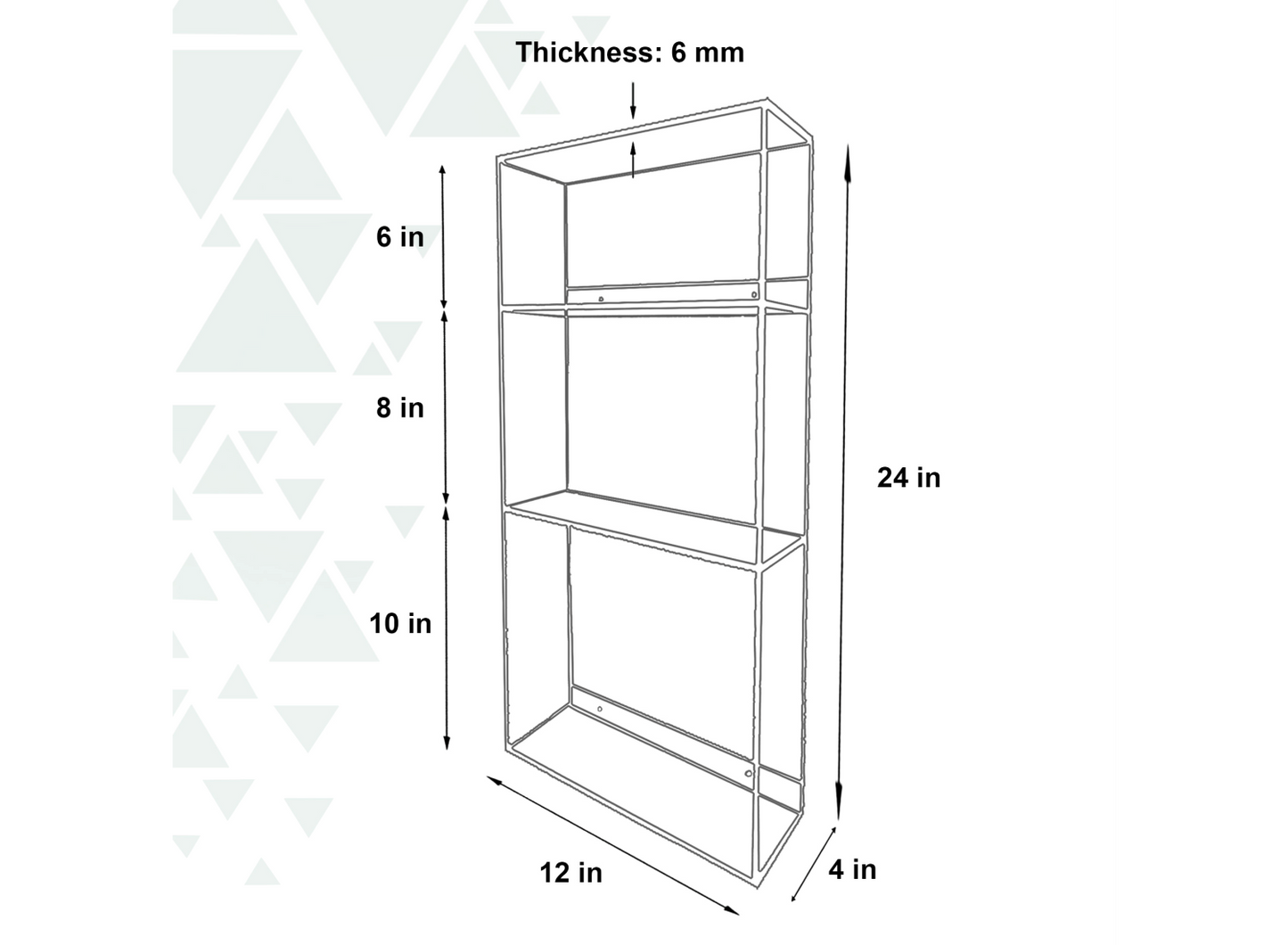 3111 Acrylic Shelf (24.0in (H) x 12.0in (L) x 4.0in (D) x 6.0mm)