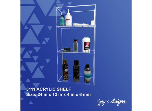 3111 Acrylic Shelf (24.0in (H) x 12.0in (L) x 4.0in (D) x 6.0mm)