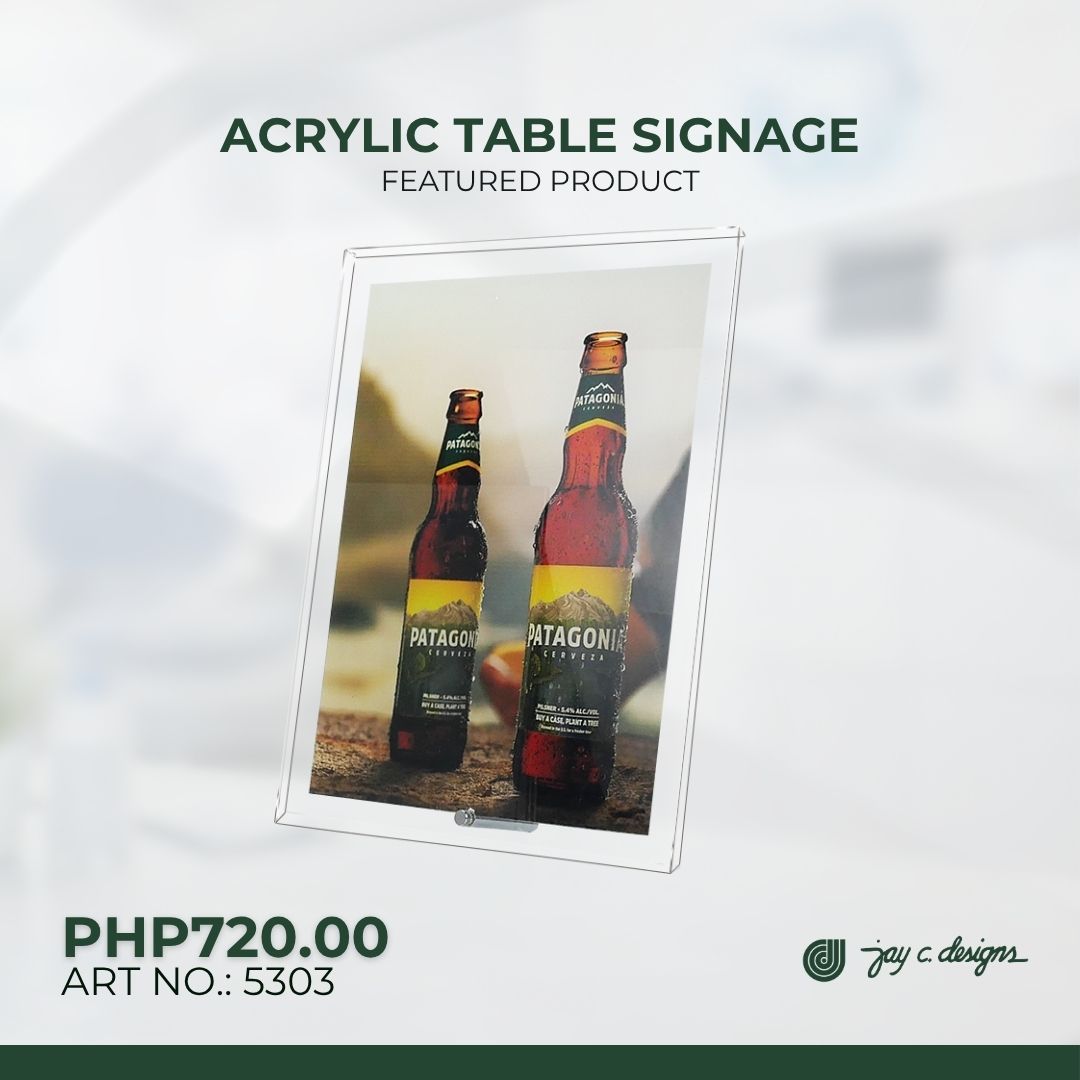 Table Pvc Signage Acrylic Table Signage 5303 — Jay C. Designs