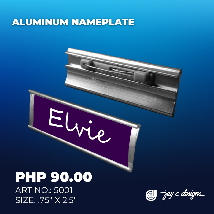 Code No.: 5001                        _                  Size: 0.75" x 2.5"                Insertable Nameplate Aluminum Silver