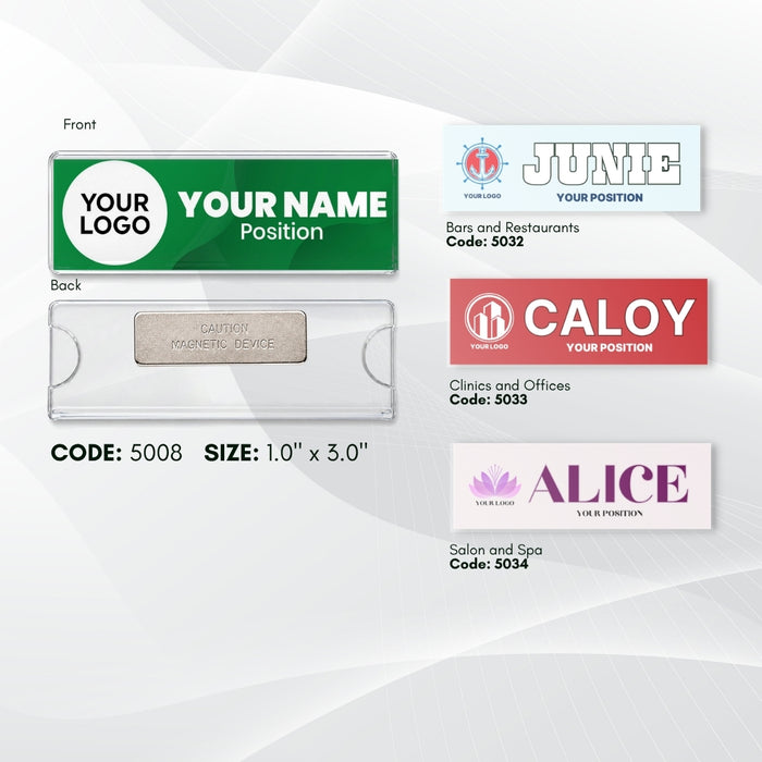 Code No.: 5008                        _                  Size: 1.0" x 3.0"                Insertable Nameplate with Magnetic Holder