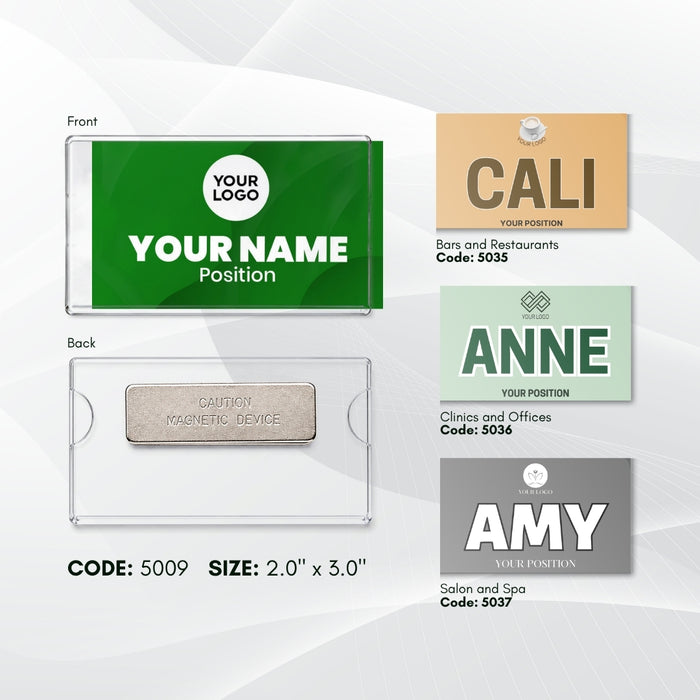 Code No.: 5009                        _                  Size: 2.0" x 3.0"                Insertable Nameplate with Magnetic Holder