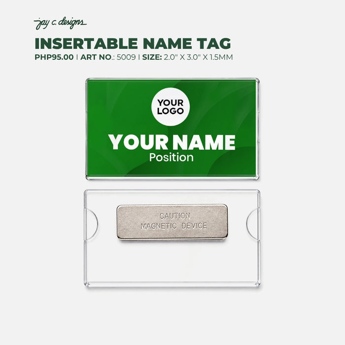 Code No.: 5009                        _                  Size: 2.0" x 3.0"                Insertable Nameplate with Magnetic Holder
