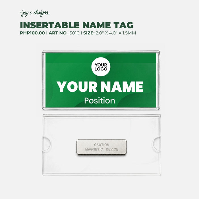 Code No.: 5010                        _                  Size: 2.0" x 4.0"                Insertable Nameplate with Magnetic Holder