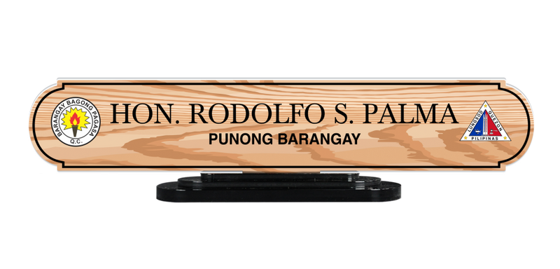 wood table name sign