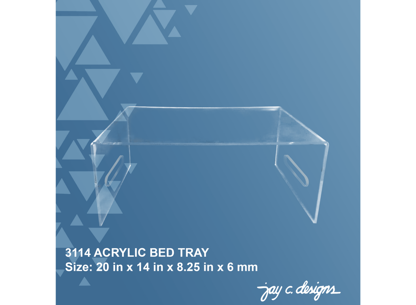 3114 Acrylic Bedtray (8.25in (H) x 20.0in (L) x 14.0in (D) x 6.0mm)