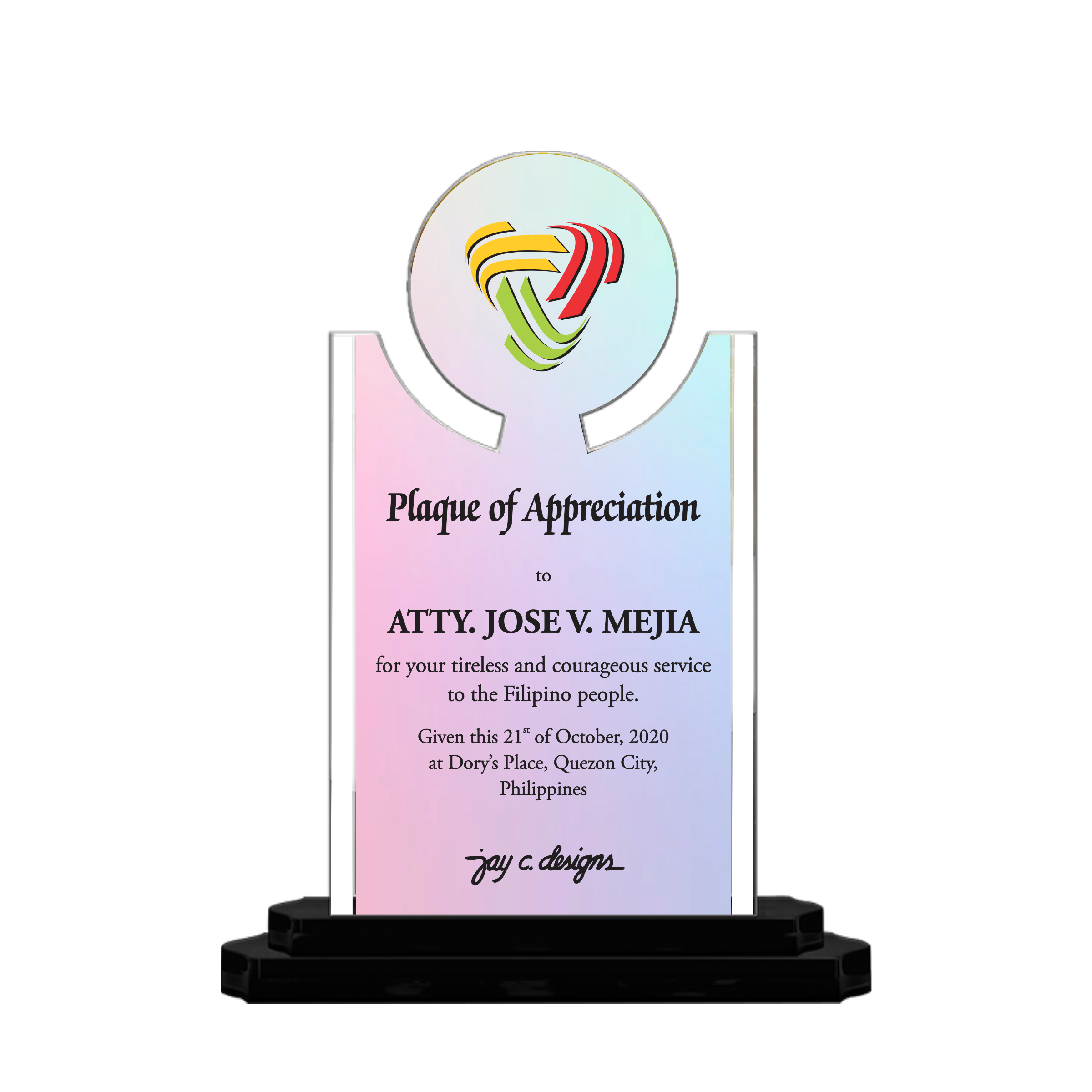 Acrylic Trophies & Plaques Philippines 8006 Jay C. Designs