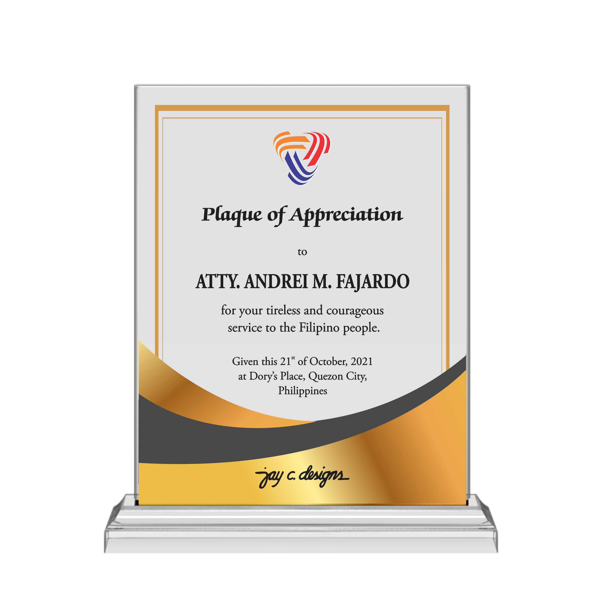 Plaque Awards Philippines – Jay C. Designs