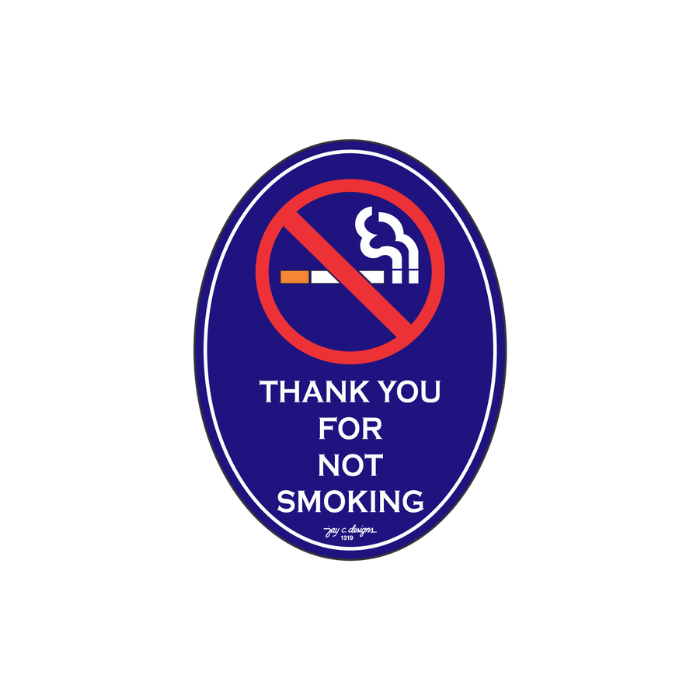 Thank you for not smoking acrylic signage